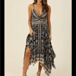 Elegant Black and White Floral Dress